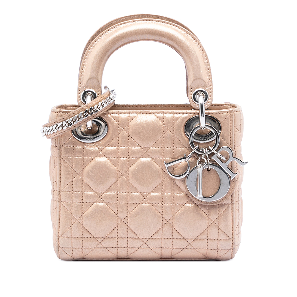 Pre-Loved Dior Mini Iridescent Lambskin Cannage Lady Dior